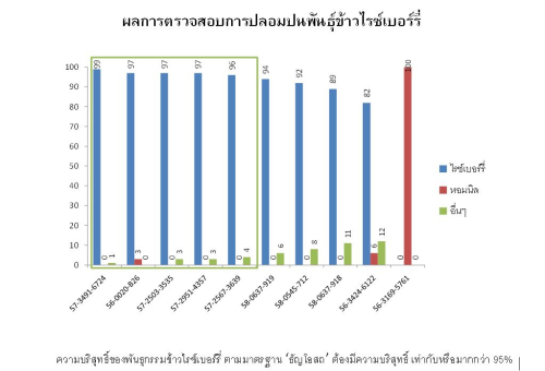 การตรวจความบริสุทธิ์ของพันธุกรรม ข้าวไรซ์เบอร์รี่