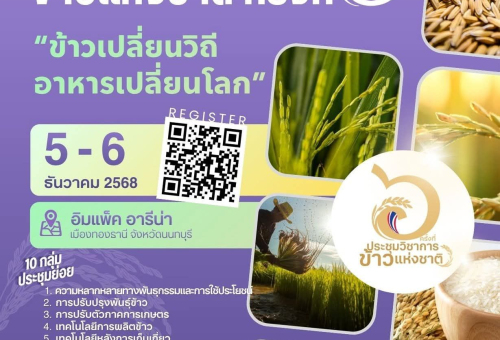 ขอเชิญร่วมงานประชุมวิชาการข้าวแห่งชาติ ครั้งที่ 6  "ข้าวเปลี่ยนวิถี อาหารเปลี่ยนโลก"